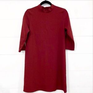 High Neck 3/4 Sleeve Shift Dress